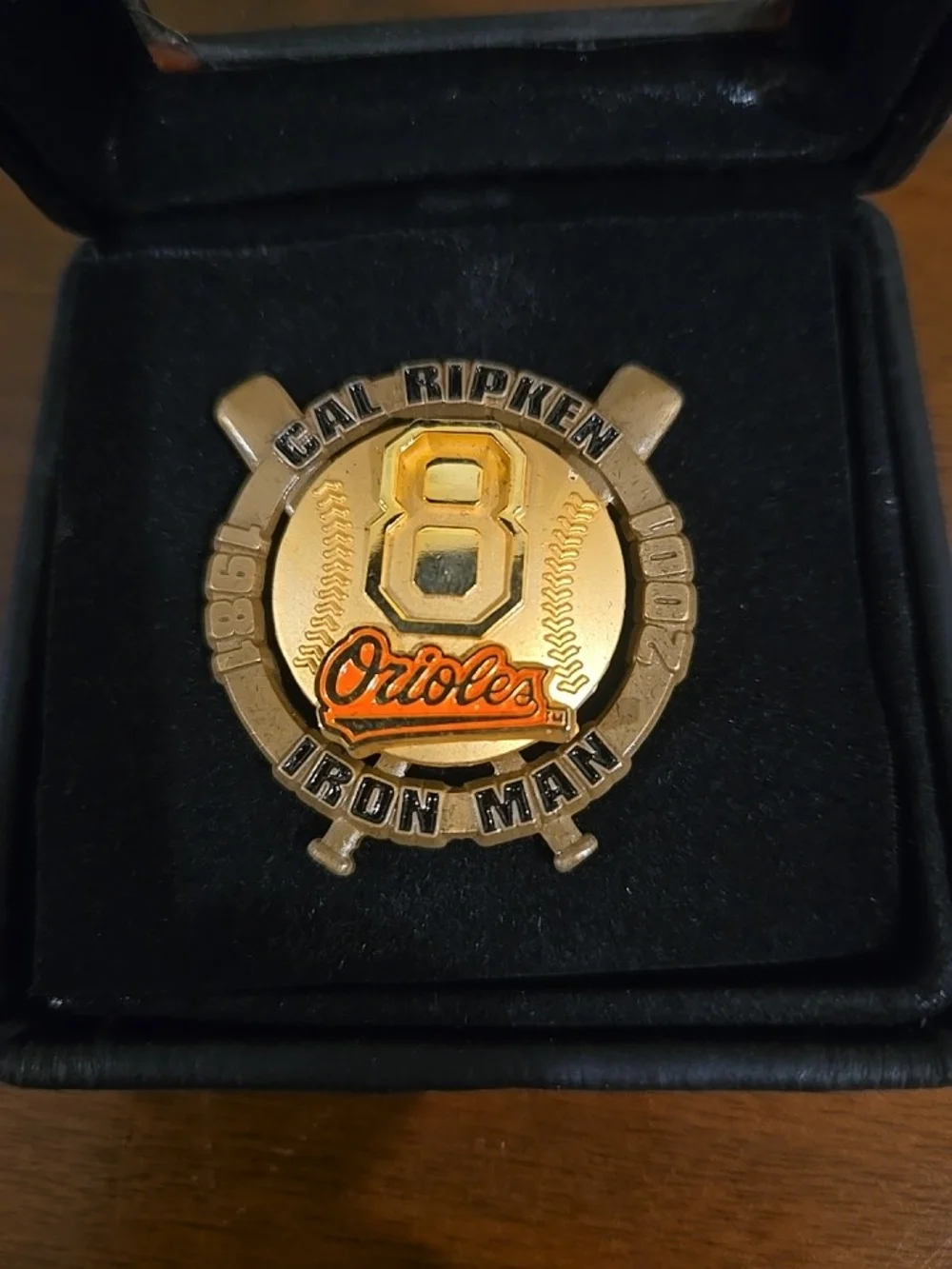 Orioles Iron Man Gold and Black Pin For Cal Ripken